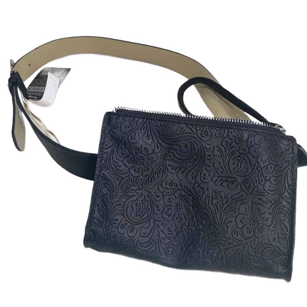 NEW Belted Stone Mountain Stone & Co Black Leather Bag Purse Fanny Pack Medium